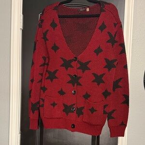 Burgundy star cardigan sweater